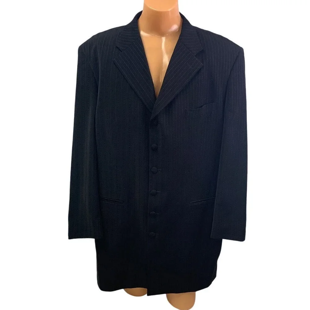 Veronelli Mens 48L 43W Pin Stripe 6-Button Single Breasted Suit Jacket Coat Only